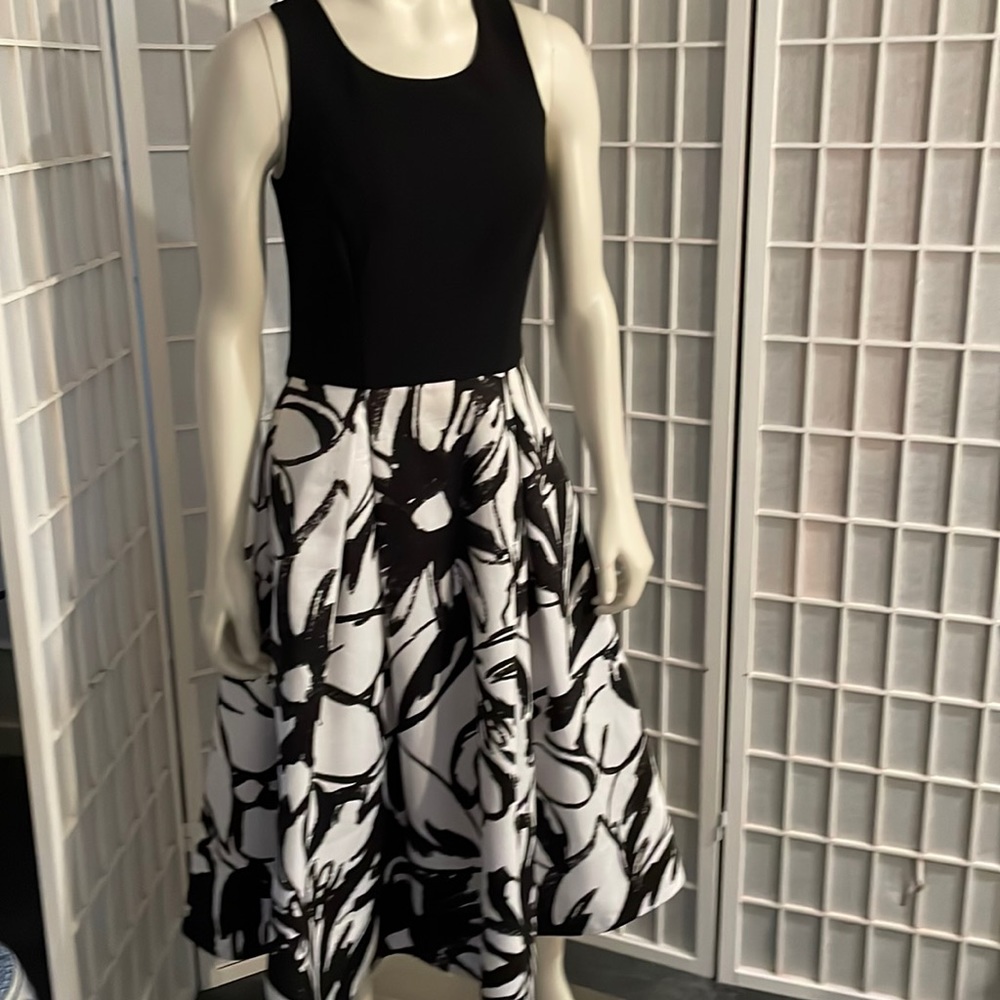 Elegant Vintage Black & White Faille Party Dress sz2